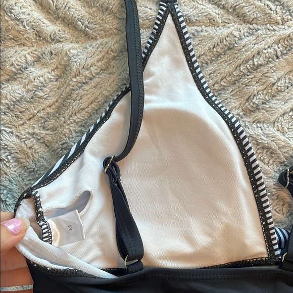 Black and White Striped One-Piece Swimsuit size medium - Picture 6 of 9